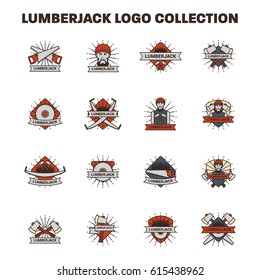 Lumberjack logo design template isolated on white