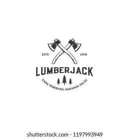 Lumberjack Logo design vector template, Vintage badge axe logo design