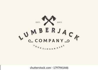 lumberjack logo design vintage vector template