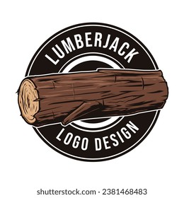 Lumberjack logo emblem with log illustration