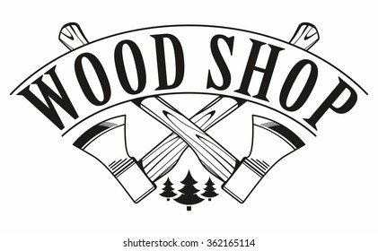  lumberjack logo label with axes