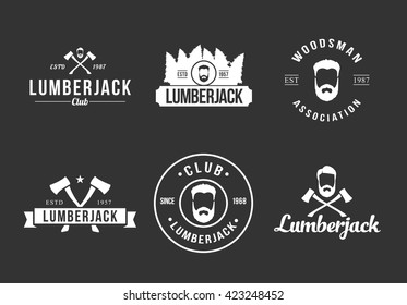 Lumberjack Logo Set Black