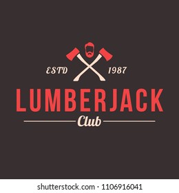 Lumberjack logo set. Union of lumberjack, woodcutter, woodsman. Graphic logo set with jaeger, axe, beard, forest, wood and lumberjack.