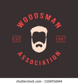 Lumberjack logo set. Union of lumberjack, woodcutter, woodsman. Graphic logo set with jaeger, axe, beard, forest, wood and lumberjack.