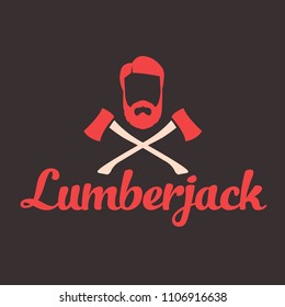 Lumberjack logo set. Union of lumberjack, woodcutter, woodsman. Graphic logo set with jaeger, axe, beard, forest, wood and lumberjack.