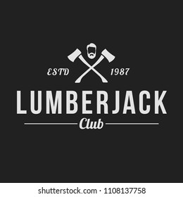 Lumberjack logo set. Union of lumberjack, woodcutter, woodsman. Graphic logo set with jaeger, axe, beard, forest, wood and lumberjack.