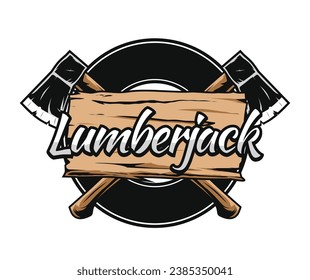 Lumberjack logo template with axe illustration