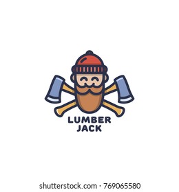 Lumberjack logo template design. Vector illustration.