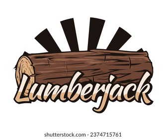 Lumberjack logo template with log drawing