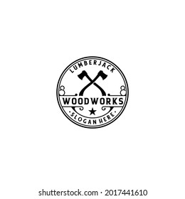 lumberjack logo template, vector in white background