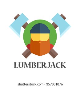 Lumberjack logo. Vector flat. Stock illustration for design