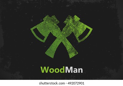 Lumberjack logo. Woodman logo. Axes logo design