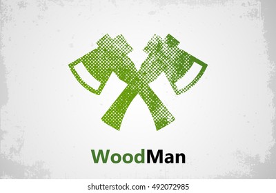 Lumberjack logo. Woodman logo. Axes logo design