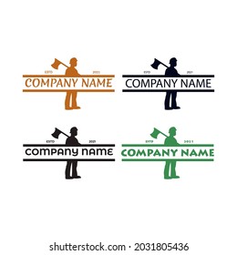lumberjack logos for company with four different colour and fonts. vector