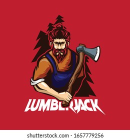 LUMBERJACK MAN WITH BEARD VECTOR ILLUSTRATION