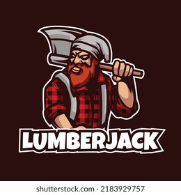 Lumberjack Man Mascot Logo Illustration