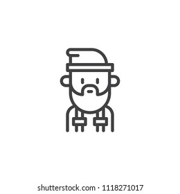 Lumberjack man outline icon. linear style sign for mobile concept and web design. lumber jack person simple line vector icon. Symbol, logo illustration. Pixel perfect vector graphics