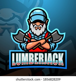 Lumberjack mascot esport logo design