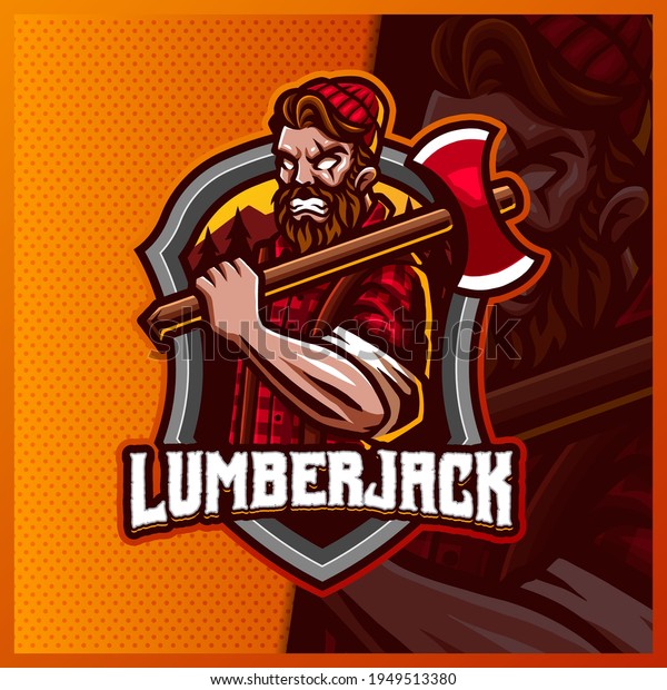 Lumberjack Mascot Esport Logo Design Illustrations Stock Vector 