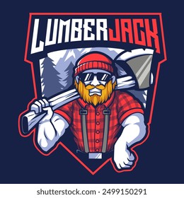 Lumberjack mascot logo concept illustration