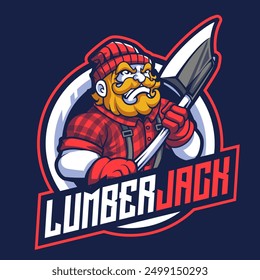 Lumberjack mascot logo concept illustration