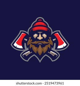 Lumberjack mascot logo design vector with modern illustration concept style for badge, emblem and t shirt printing. Lumberjack illustration with axe.