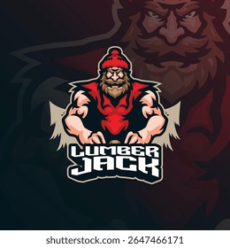 Lumberjack mascot logo design vector with modern illustration concept style for badge, emblem and t shirt printing. Lumberjack illustration for sport and team.