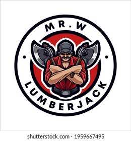 Lumberjack Mascot Logo Illustration Badge