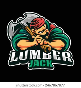 Lumberjack Mascot logo template for Lumberjack club brand and enthusiastic woodworkers vector Art by Artbot Studio