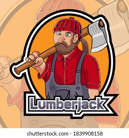 lumberjack mascot vector logo cartoon