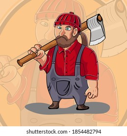 lumberjack mascot vector logo cartoon 