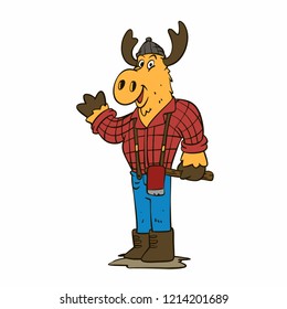 Lumberjack moose  vector illustration 
