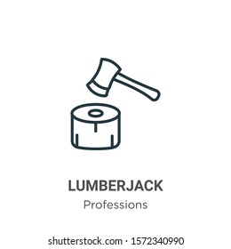 Lumberjack outline vector icon. Thin line black lumberjack icon, flat vector simple element illustration from editable professions concept isolated on white background