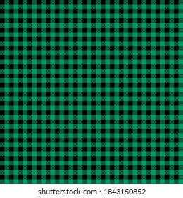 Lumberjack plaid pattern. Alternating green and black squares seamless background. Vector illustration. Chrstmas design