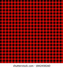 Lumberjack plaid pattern. Alternating red and black squares seamless background. Vector illustration. Chrstmas design