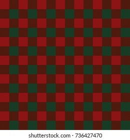 Lumberjack plaid pattern. Alternating red and green squares seamless background. Vector illustration.