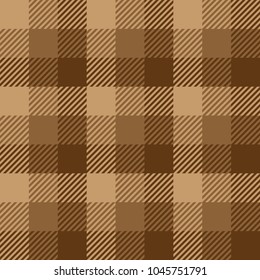 Lumberjack plaid pattern in brown colors. Seamless vector pattern. Simple vintage textile design.