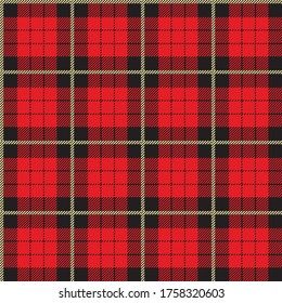 Patrón de plaid de leñador, patrón de comprobación. Alternativos cuadrados rojos y negros con fondo transparente. Ilustración del vector 