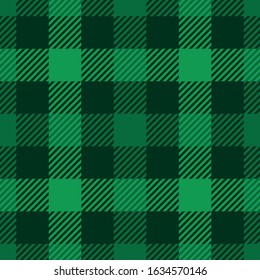 Lumberjack plaid pattern in green colors. Saint Patricks Day theme. Seamless vector pattern. Simple vintage textile design.