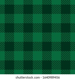 Lumberjack plaid pattern in green colors. Saint Patricks Day theme. Seamless vector pattern. Simple vintage textile design.
