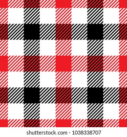 Lumberjack plaid pattern in red and black. Seamless vector pattern. Simple vintage textile design.