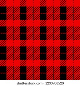 Lumberjack plaid pattern in red and black. Seamless vector pattern. Simple vintage textile design.