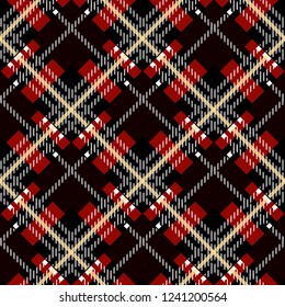Lumberjack plaid pattern. Seamless vector background. Alternating overlapping black and colored cells. Template for clothing fabrics. eps 10