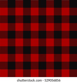 Lumberjack plaid pattern. Seamless vector background. Alternating overlapping black and colored cells. Template for clothing fabrics.