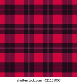 Lumberjack plaid pattern. Seamless vector background. Alternating overlapping black and colored cells. Template for clothing fabrics.