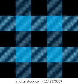Lumberjack plaid. Scottish pattern in blue and black cage. Scottish cage. Scottish checkered background in classic colors. Traditional scottish ornament. Seamless fabric texture. Vector illustration