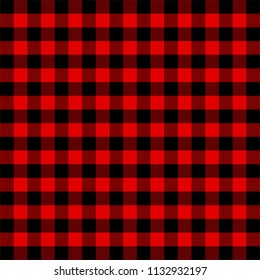 Lumberjack plaid. Scottish pattern in red and black cage. Scottish cage. Scottish checkered background in classic colors. Traditional scottish ornament. Seamless fabric texture. Vector illustration