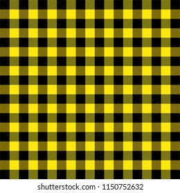Lumberjack plaid. Scottish pattern in yellow and black cage. Scottish cage. Buffalo check. Traditional scottish ornament. Seamless fabric texture. Vector illustration