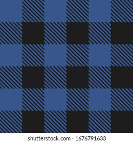 Lumberjack plaid seamless pattern. Vector illustration. Blue color. Textile template.