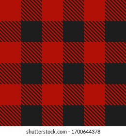 Lumberjack plaid seamless pattern. Vector illustration. Red color. Textile template.